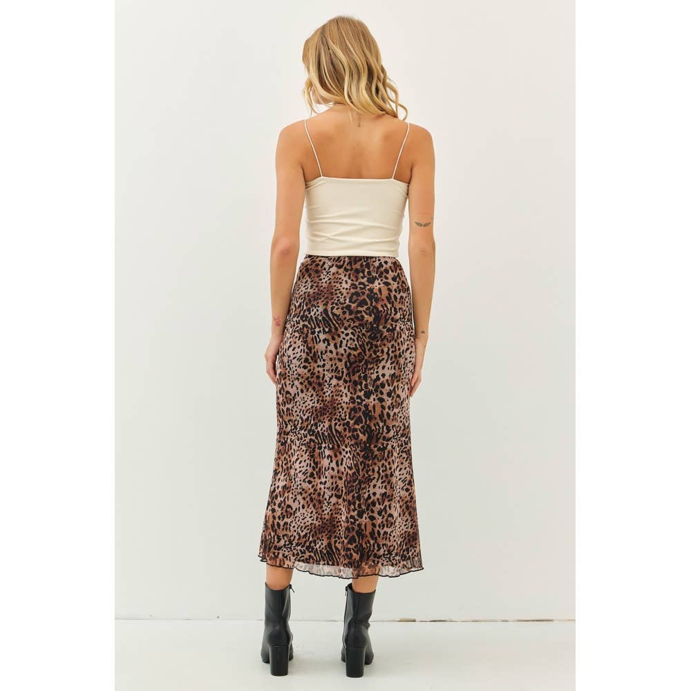 Wild One Leopard Mesh Midi Skirt