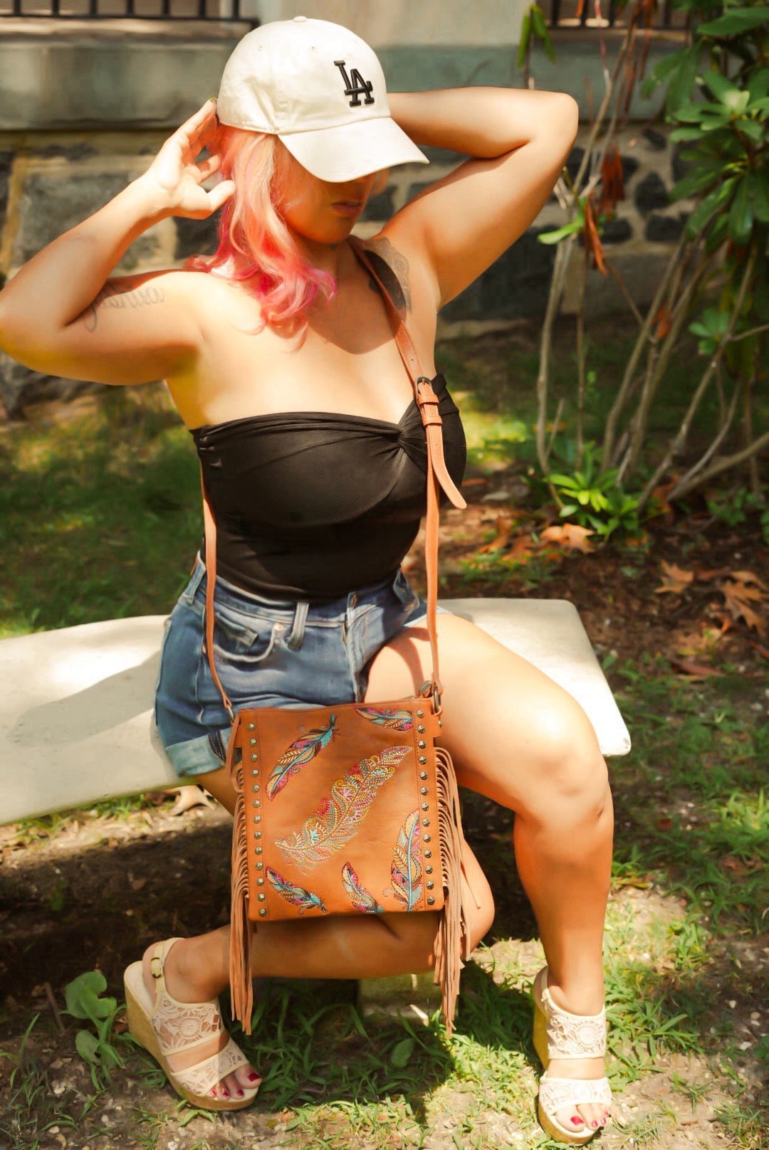 Feather tan bag