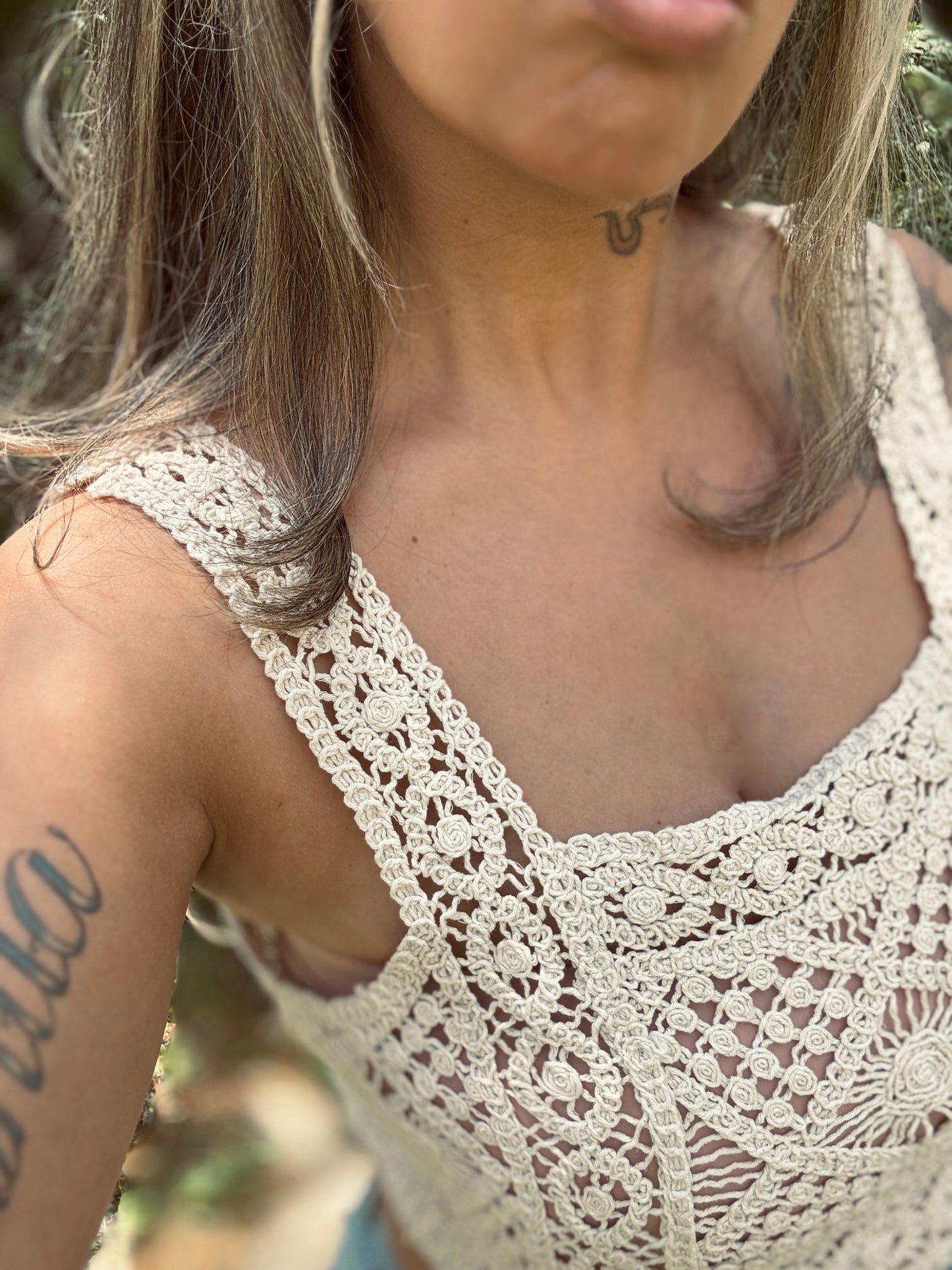 Crochet Tank Beige