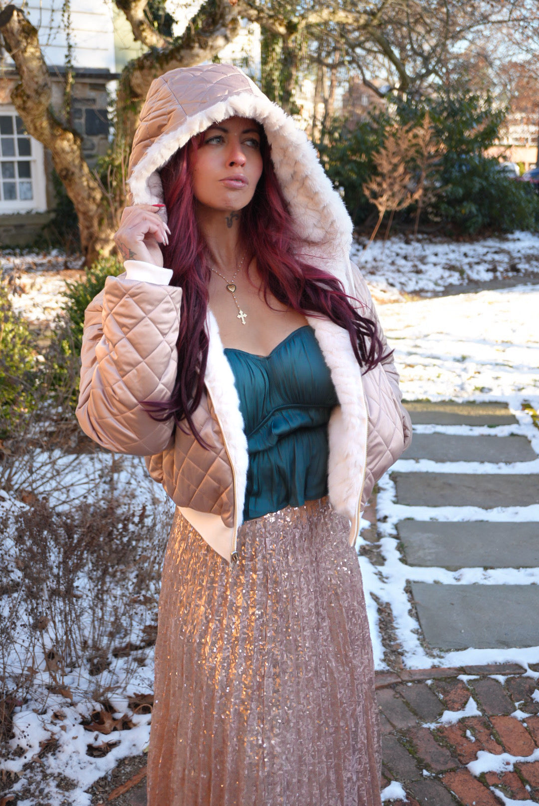 Fawn Reversible Faux Fur Hooded Jacket