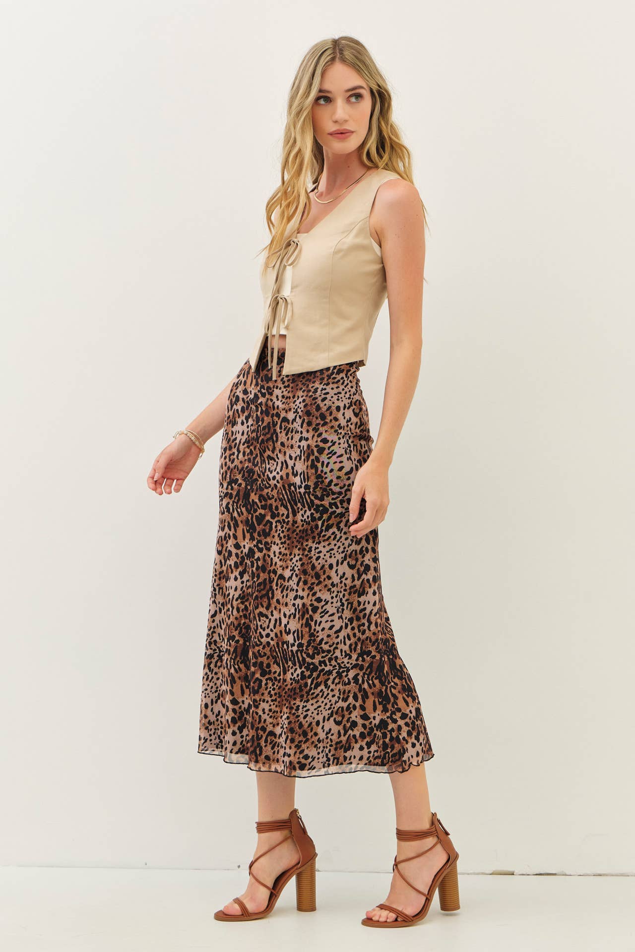 Wild One Leopard Mesh Midi Skirt