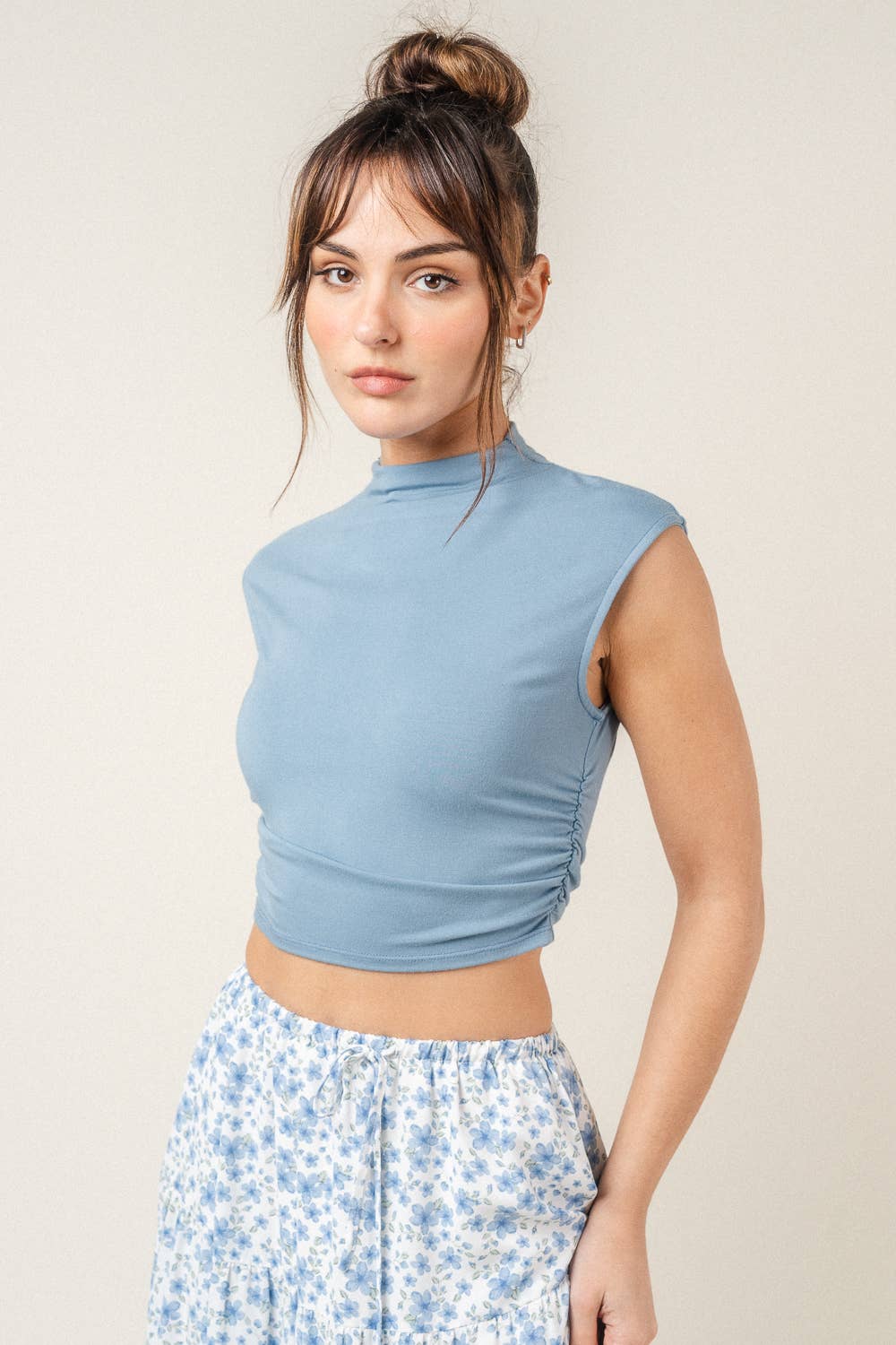 Essential Mock Neck Cap Sleeve Top