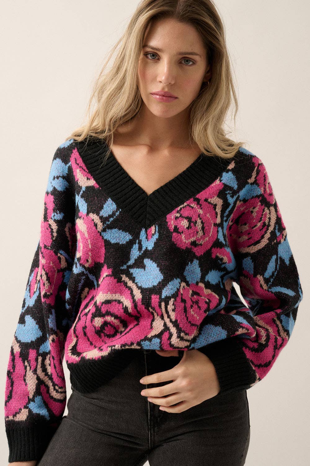 Pink rose sweater 
