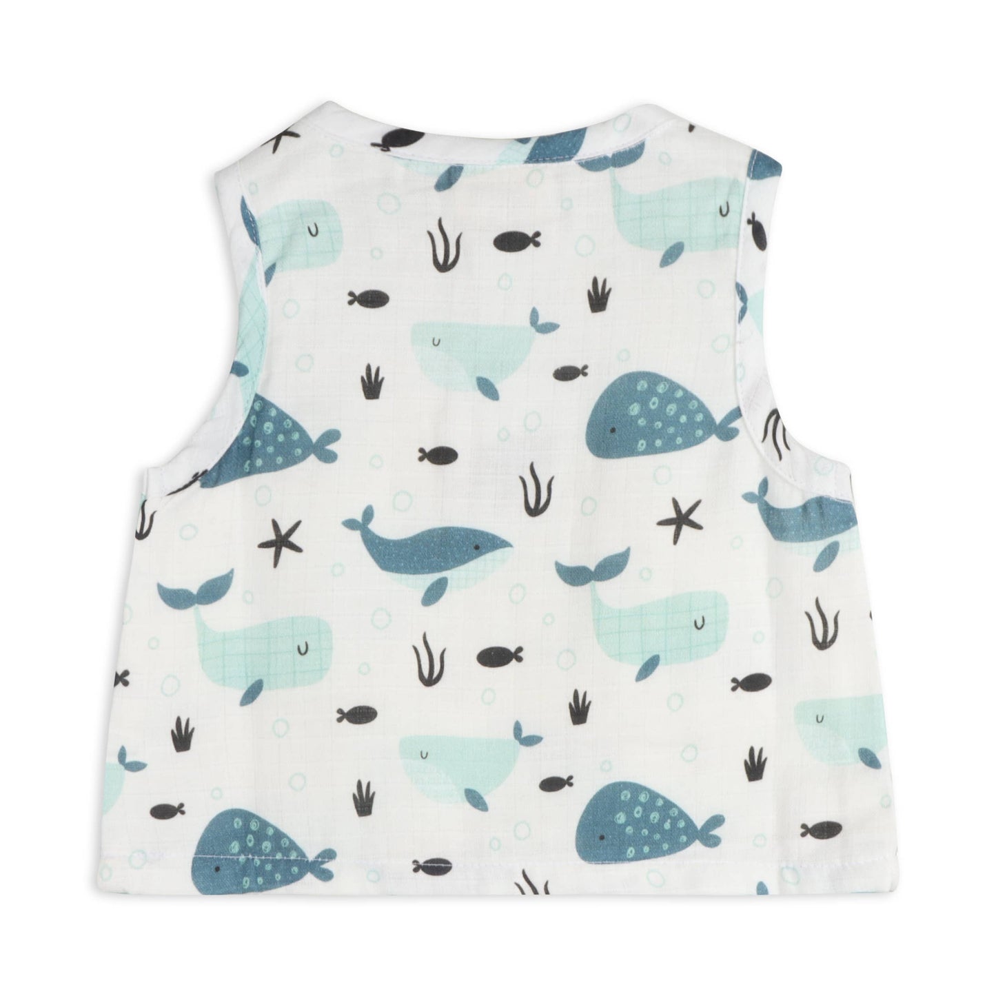 Whales Baby Top + Shorts Organic Muslin