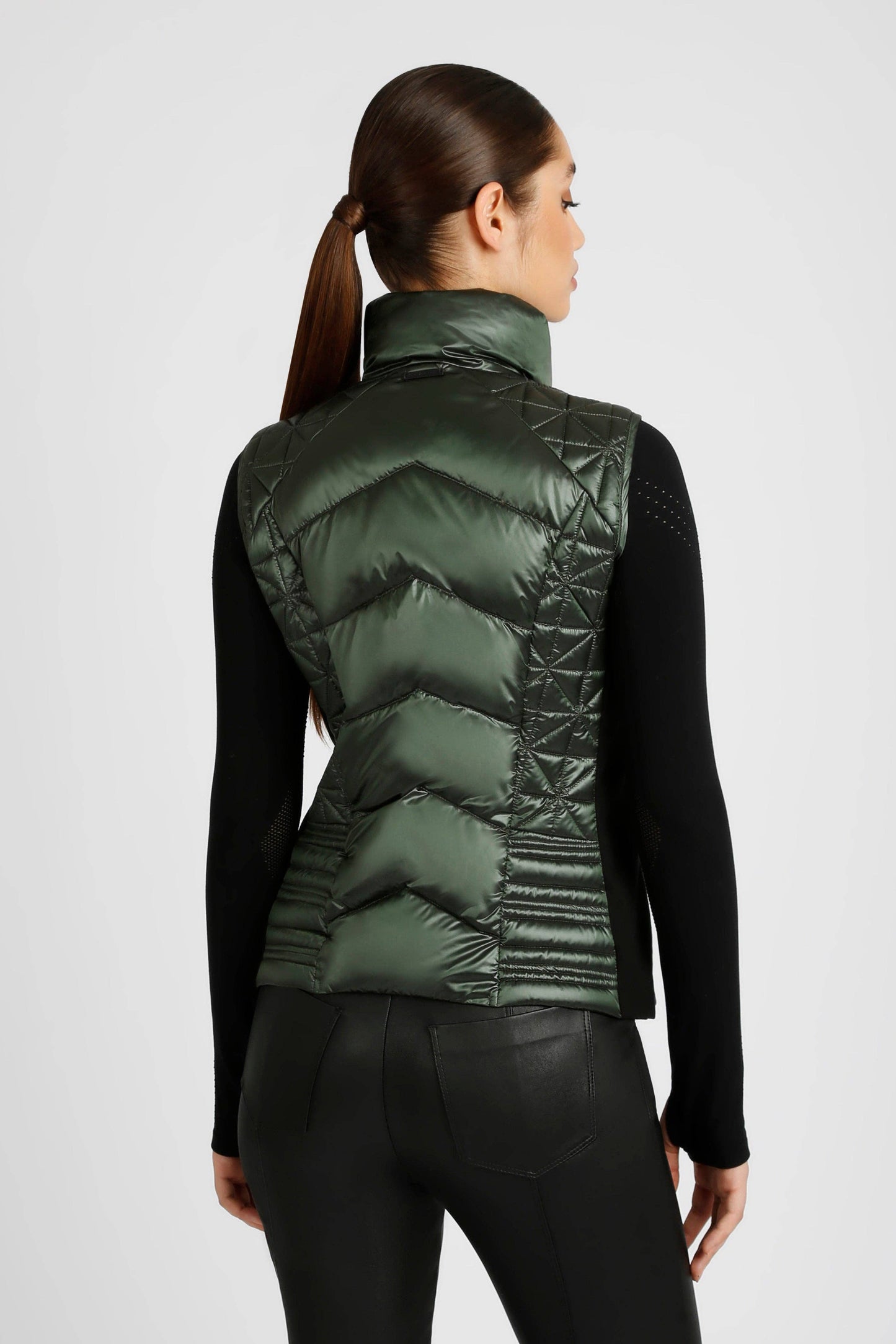 Green shiny designer  puffer vest