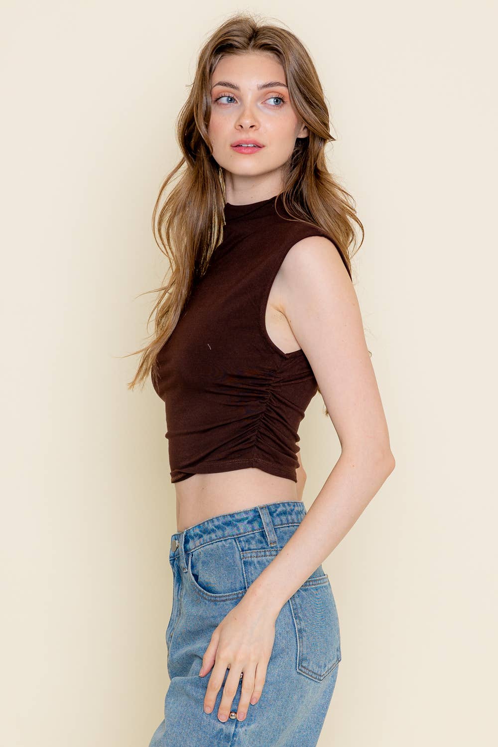 Essential Mock Neck Cap Sleeve Top