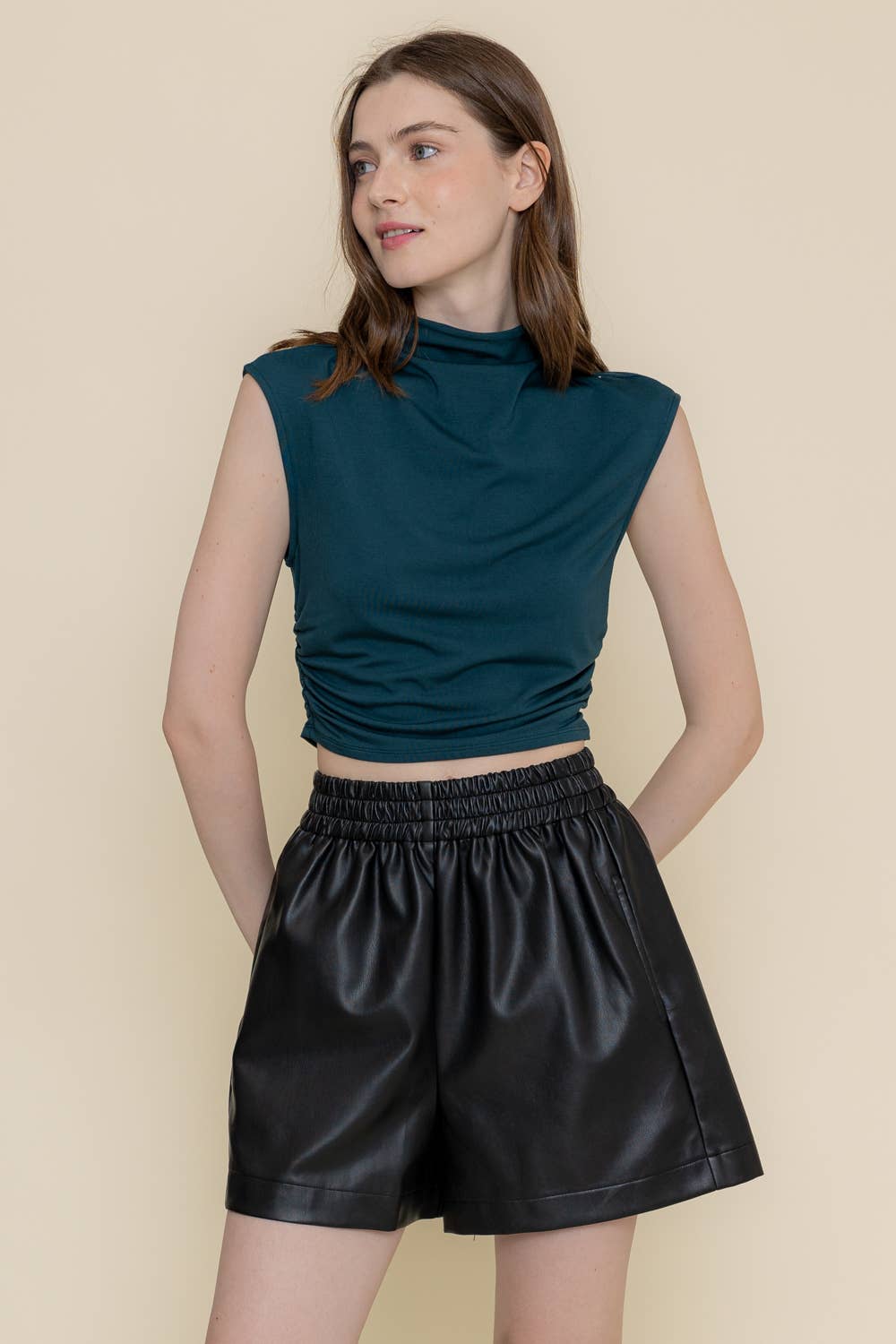 Essential Mock Neck Cap Sleeve Top
