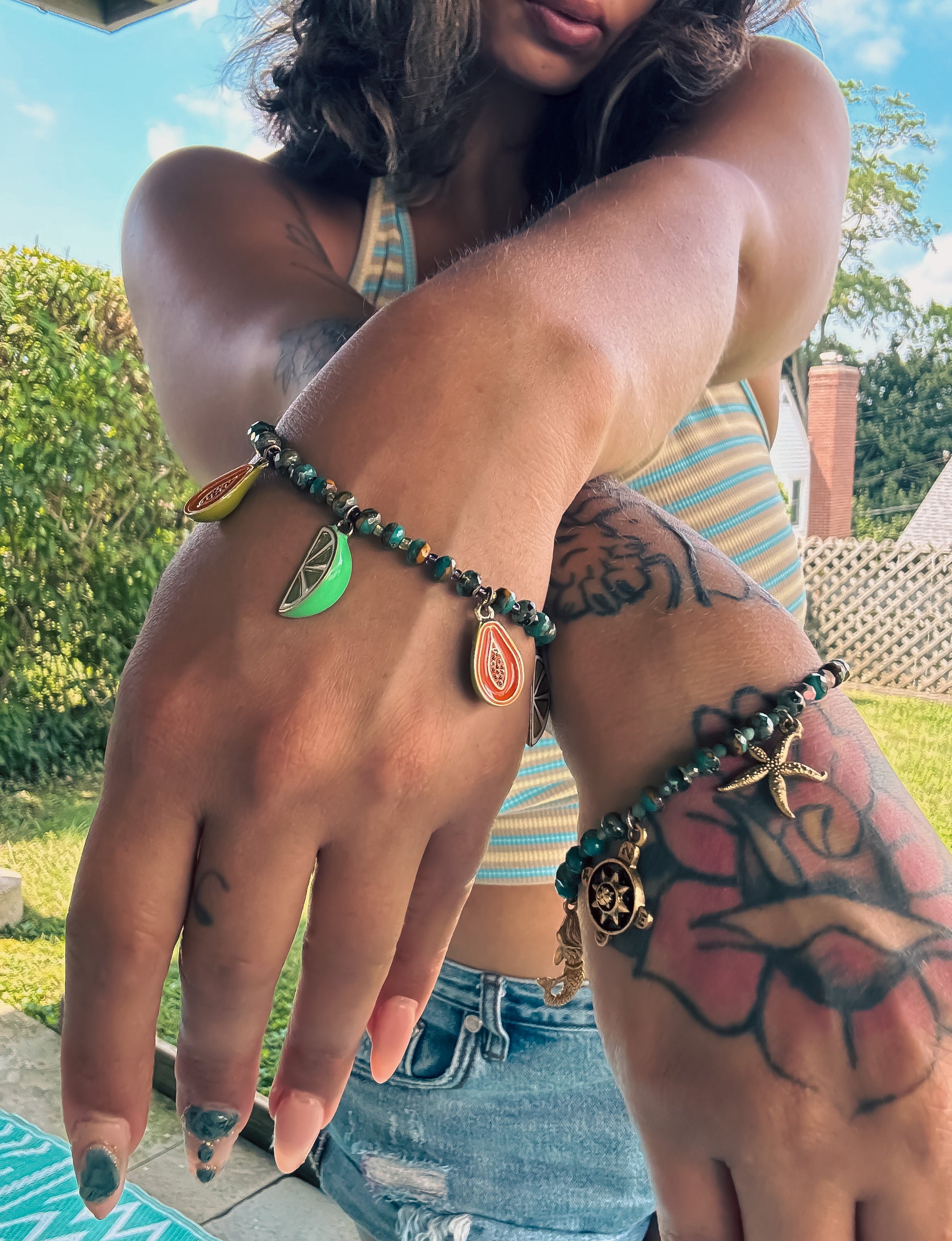 Beaded fruit bracelet, nautical bracelet