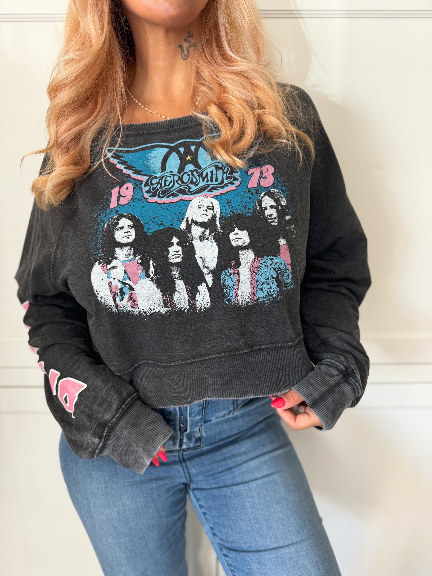 Aerosmith women’s sweatshirt pink black dream on 