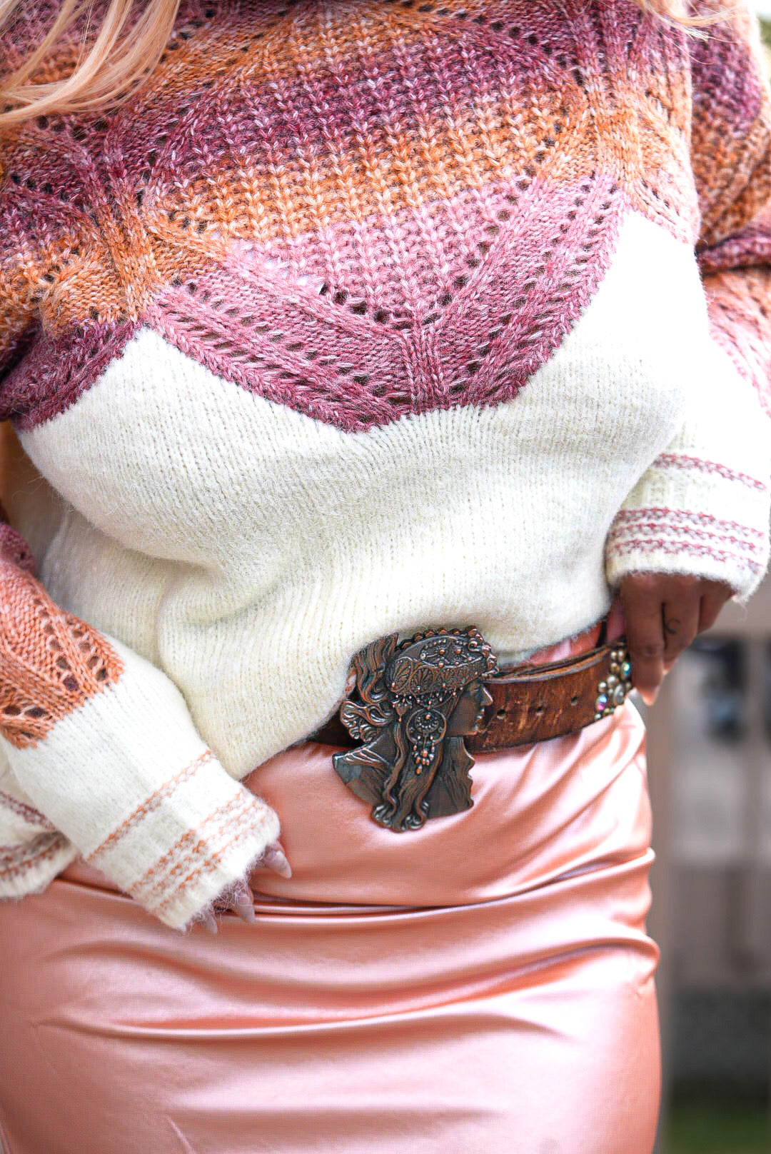 Ombre Chevron Cowl Sweater