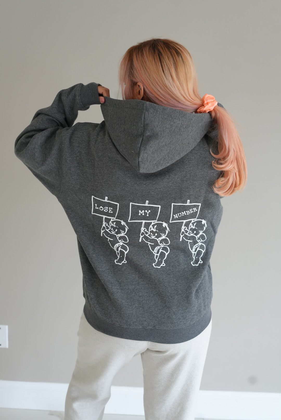 Boys lie gray hoodie lose my number