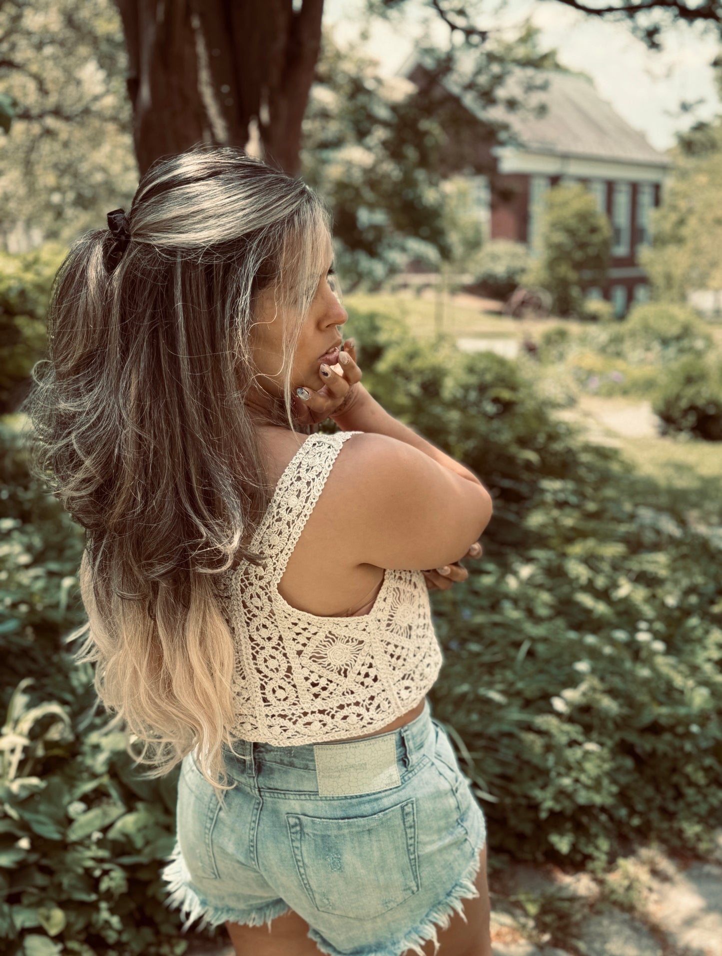 Crochet Tank Beige