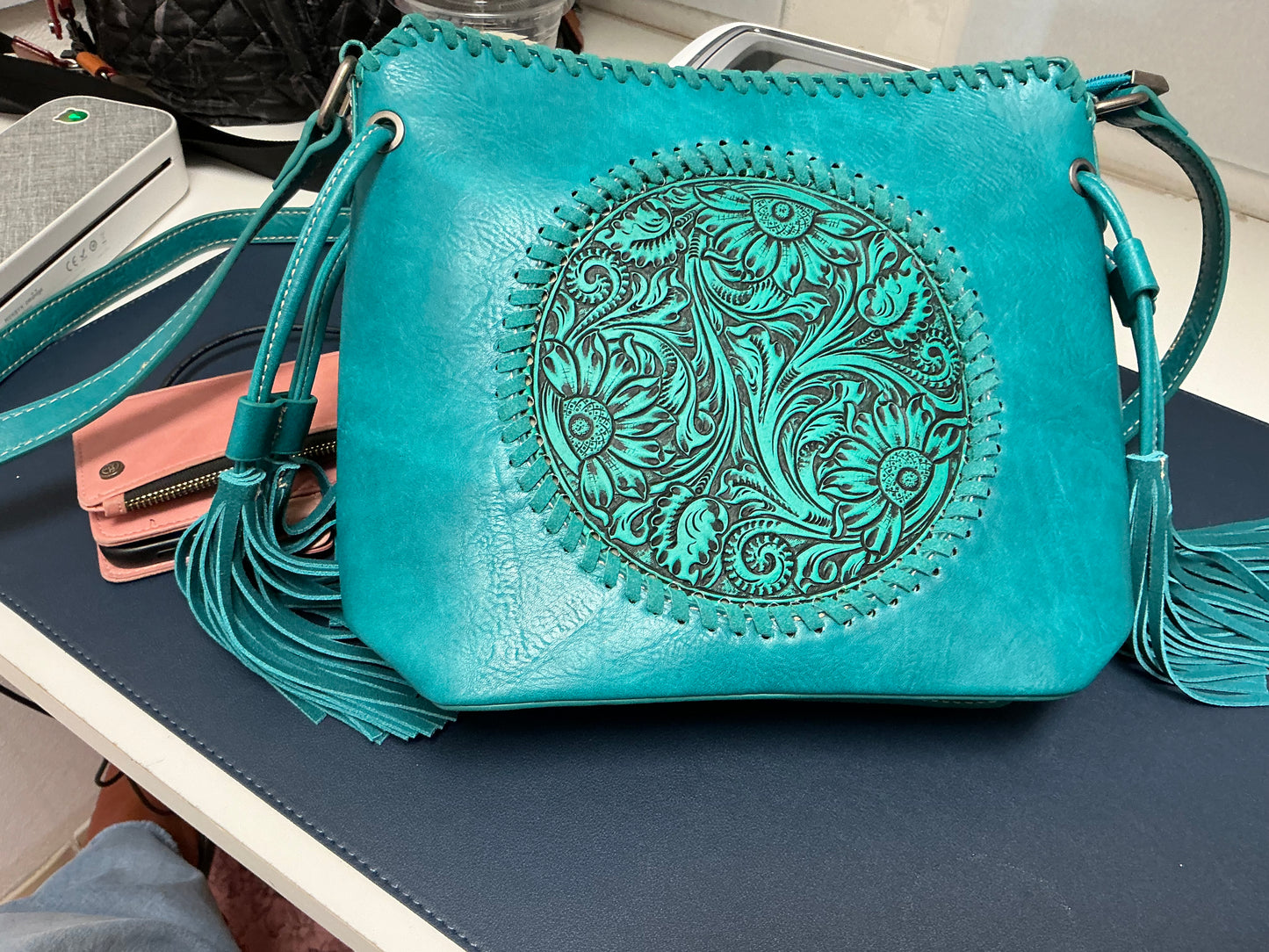 Robin Blue Vegan Leather Shoulder Bag