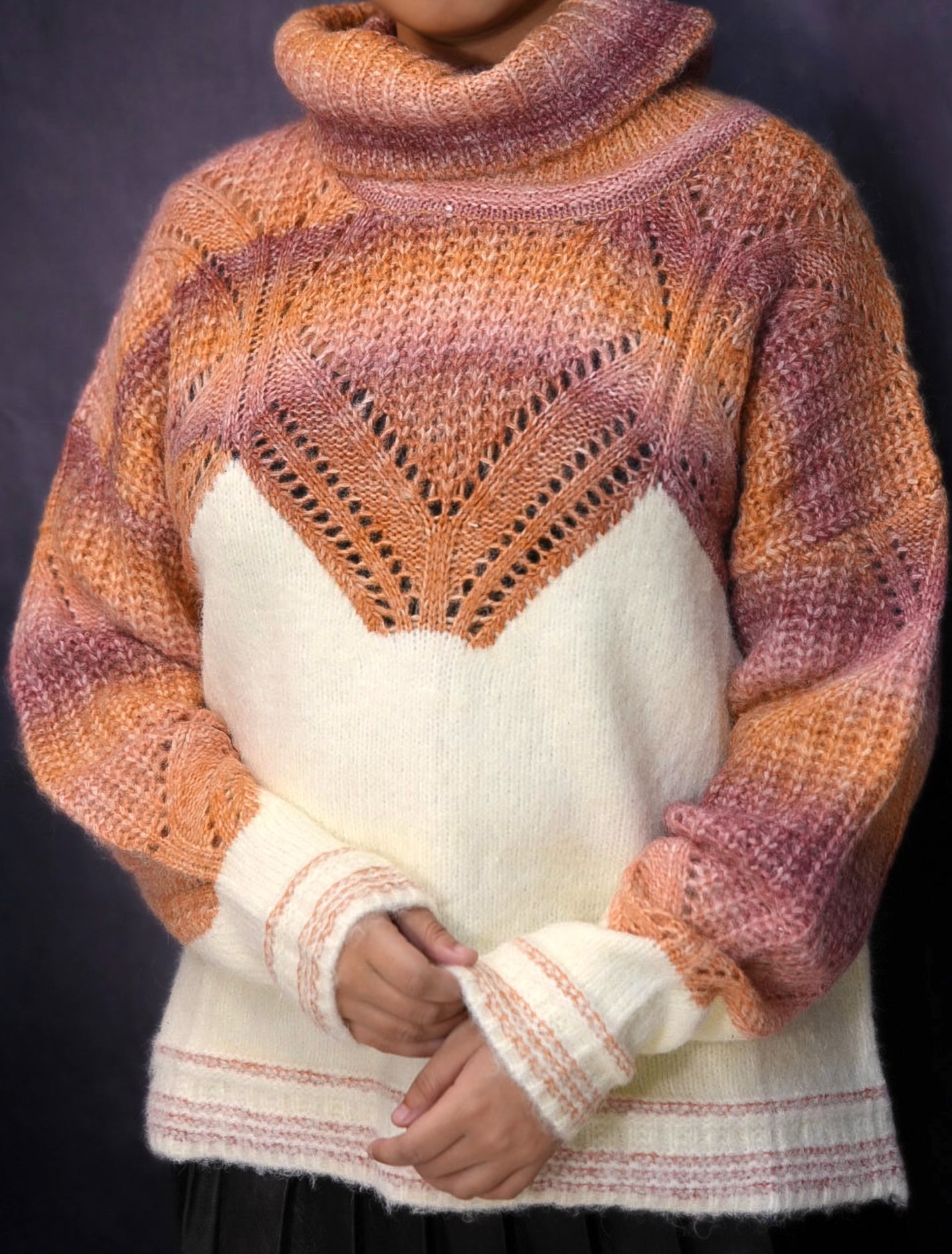 Ombre Chevron Cowl Sweater