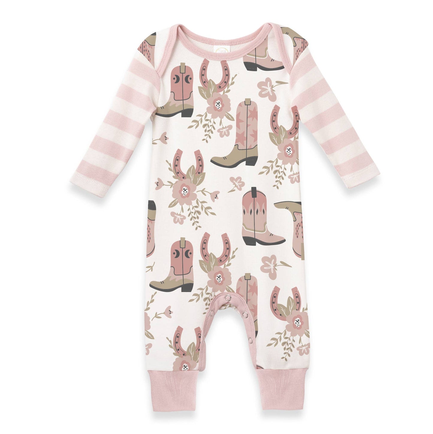Baby Girl's Cowgirl Boots Cotton Romper