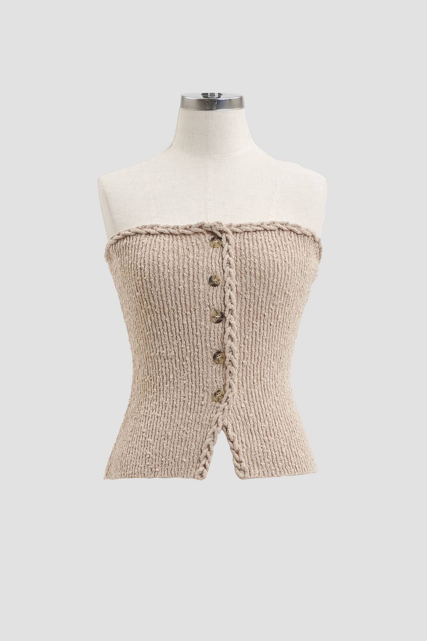 Strapless knit tube top neutral
