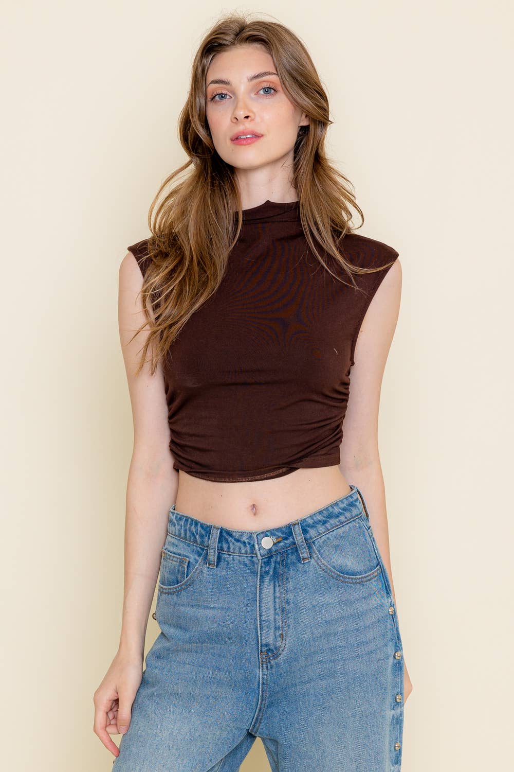Essential Mock Neck Cap Sleeve Top