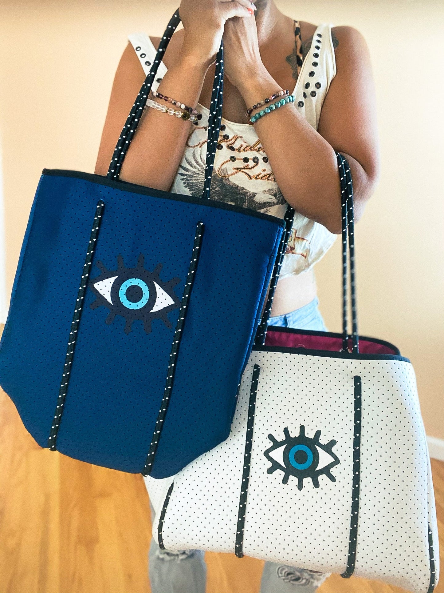 Evil eye tote bag 
