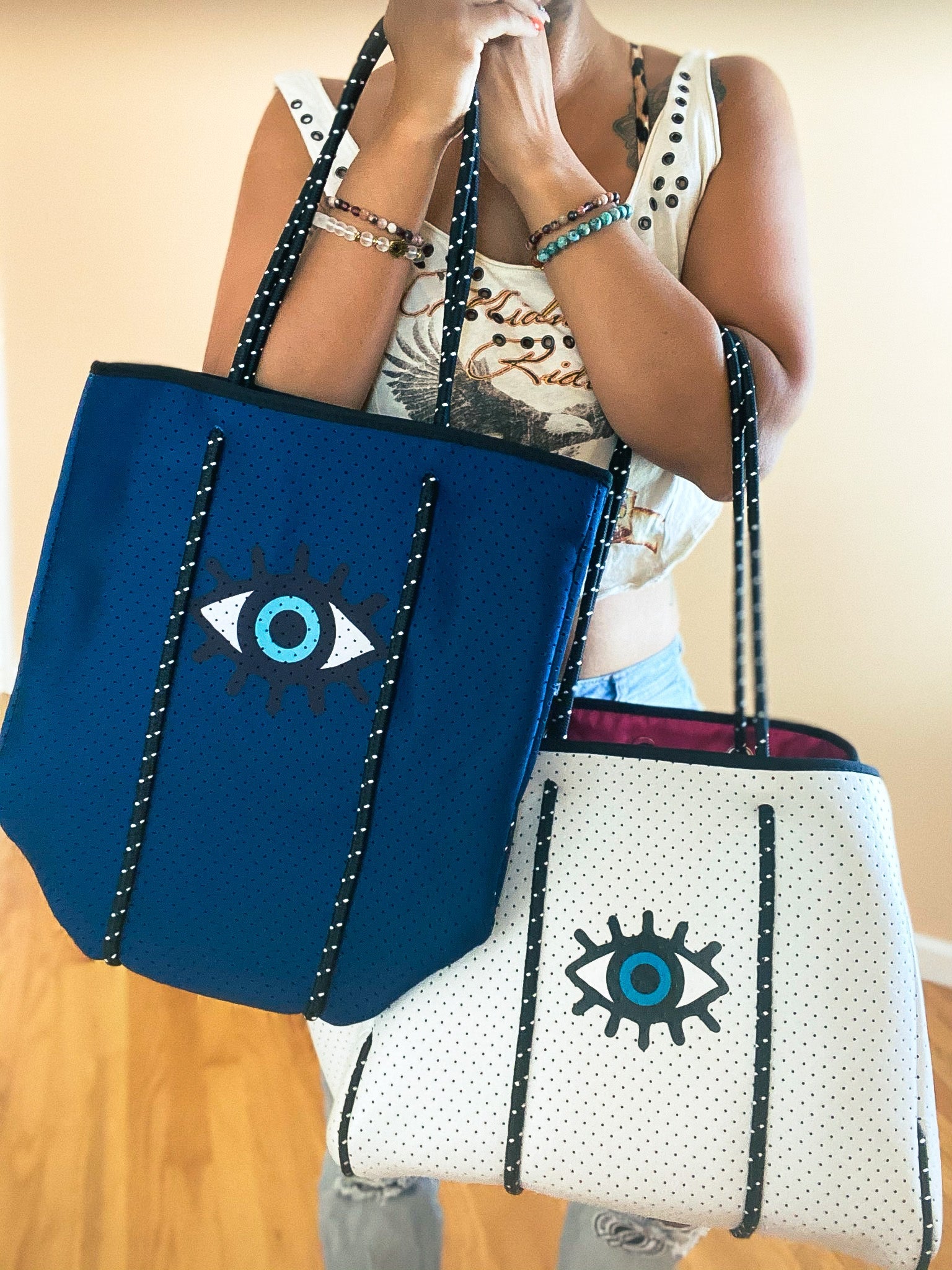Evil eye tote bag 