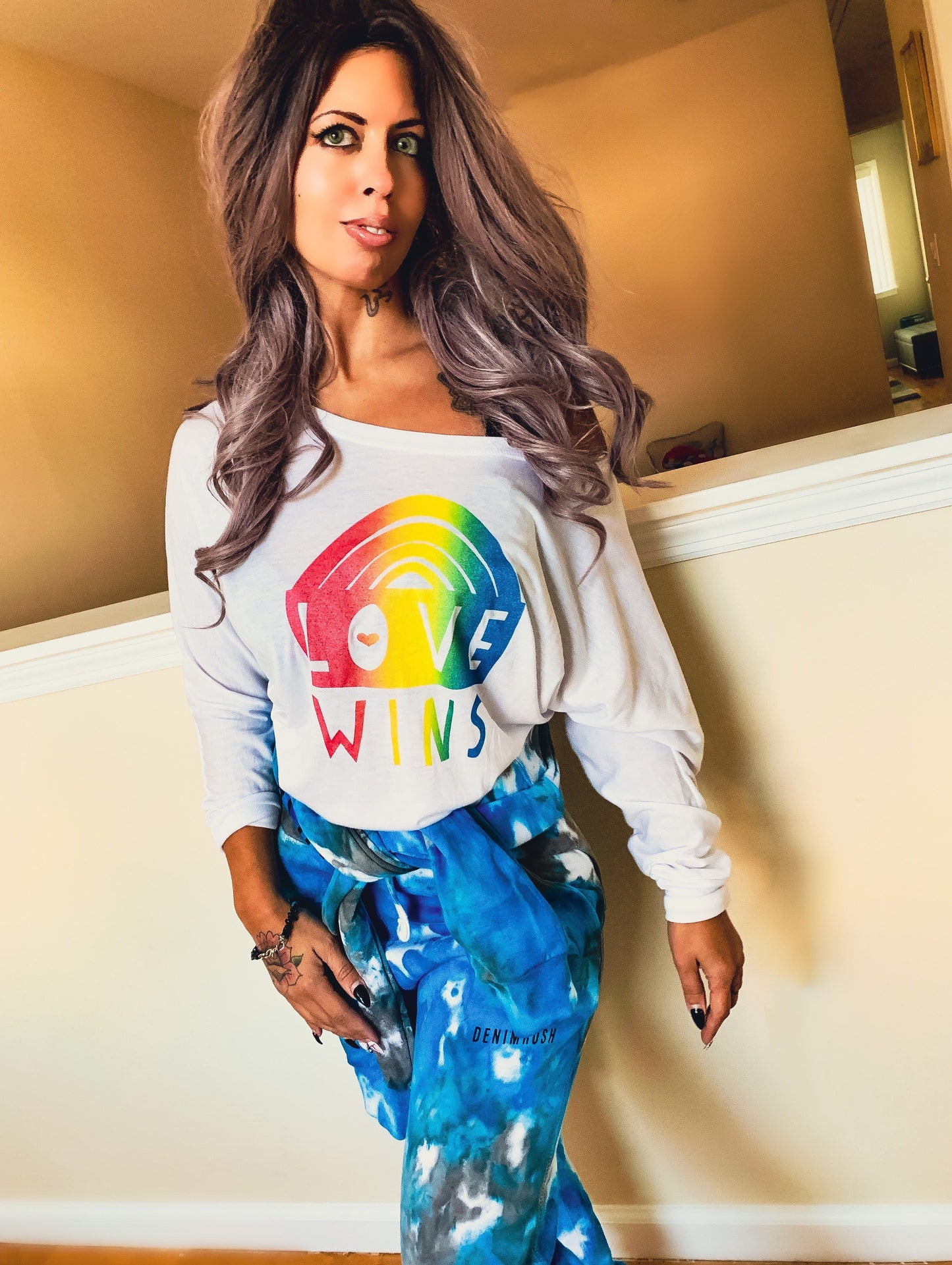 Love Wins Graphic Off Shoulder TShirt